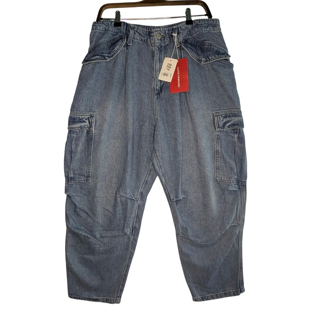NWT Lucky Brand 12/31 Liquid Denim Luxe Cargo Jeans High Rise Y2K Style Tapered